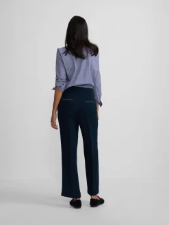 Pantalon vestir detalles saten marino