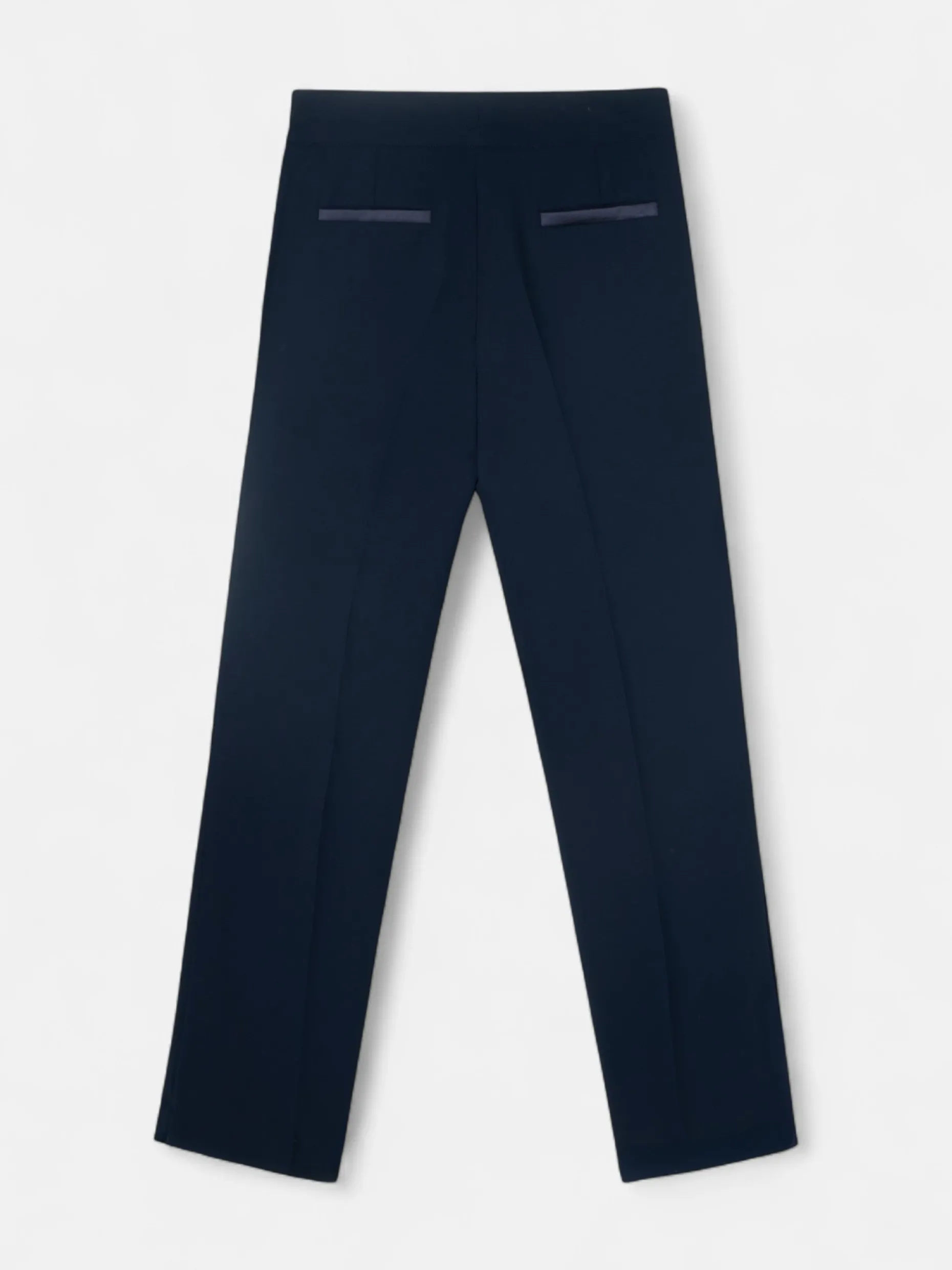 Pantalon vestir detalles saten marino