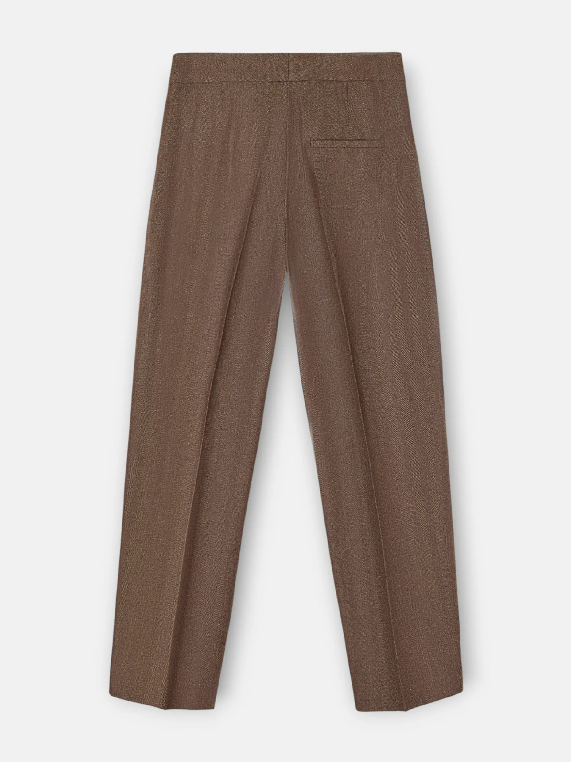 Pantalon vestir detalles espiga marron