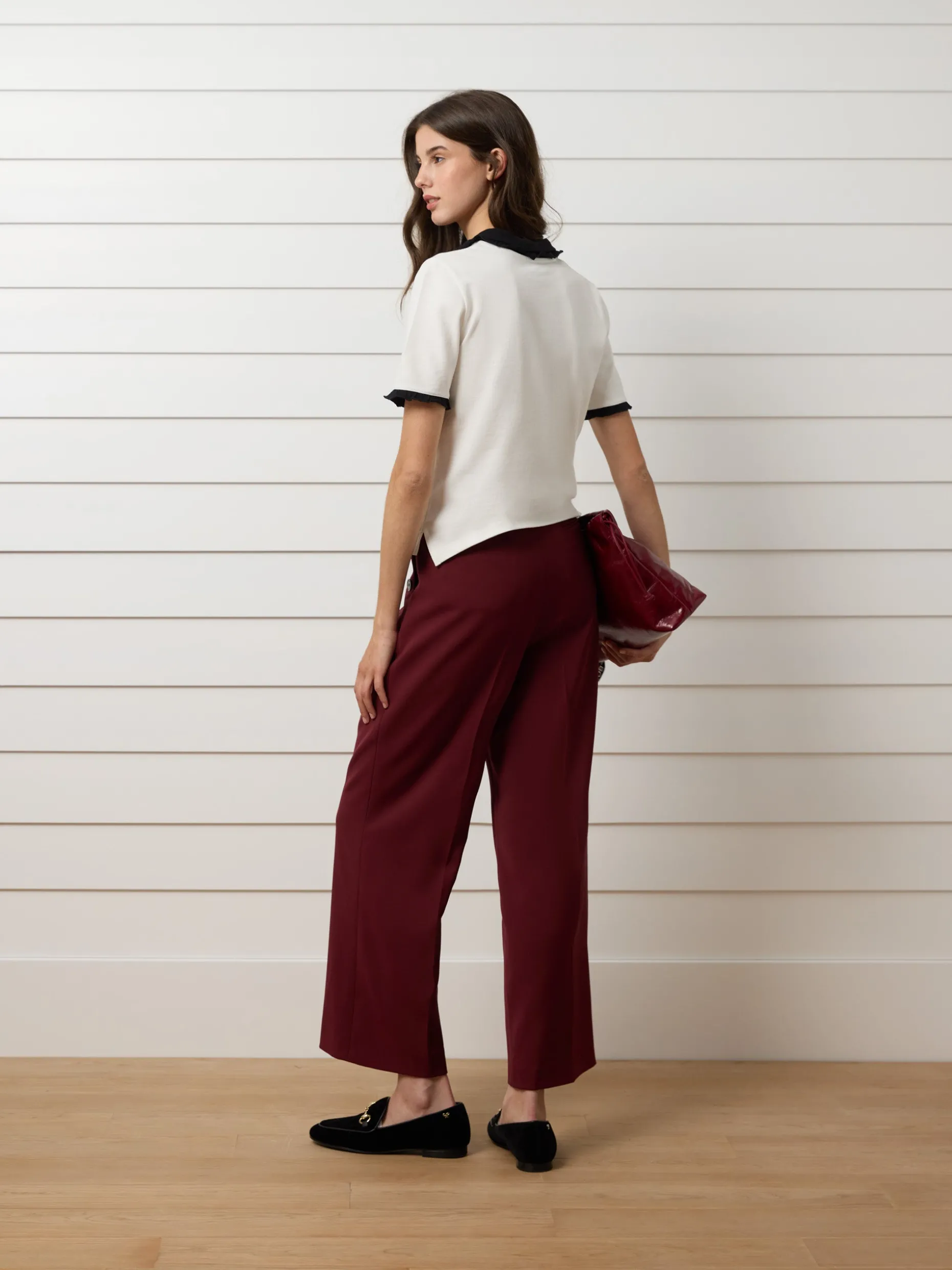 Pantalon vestir marinero burdeos