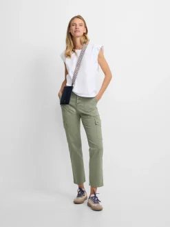 Pantalon woman denim cargo khaki