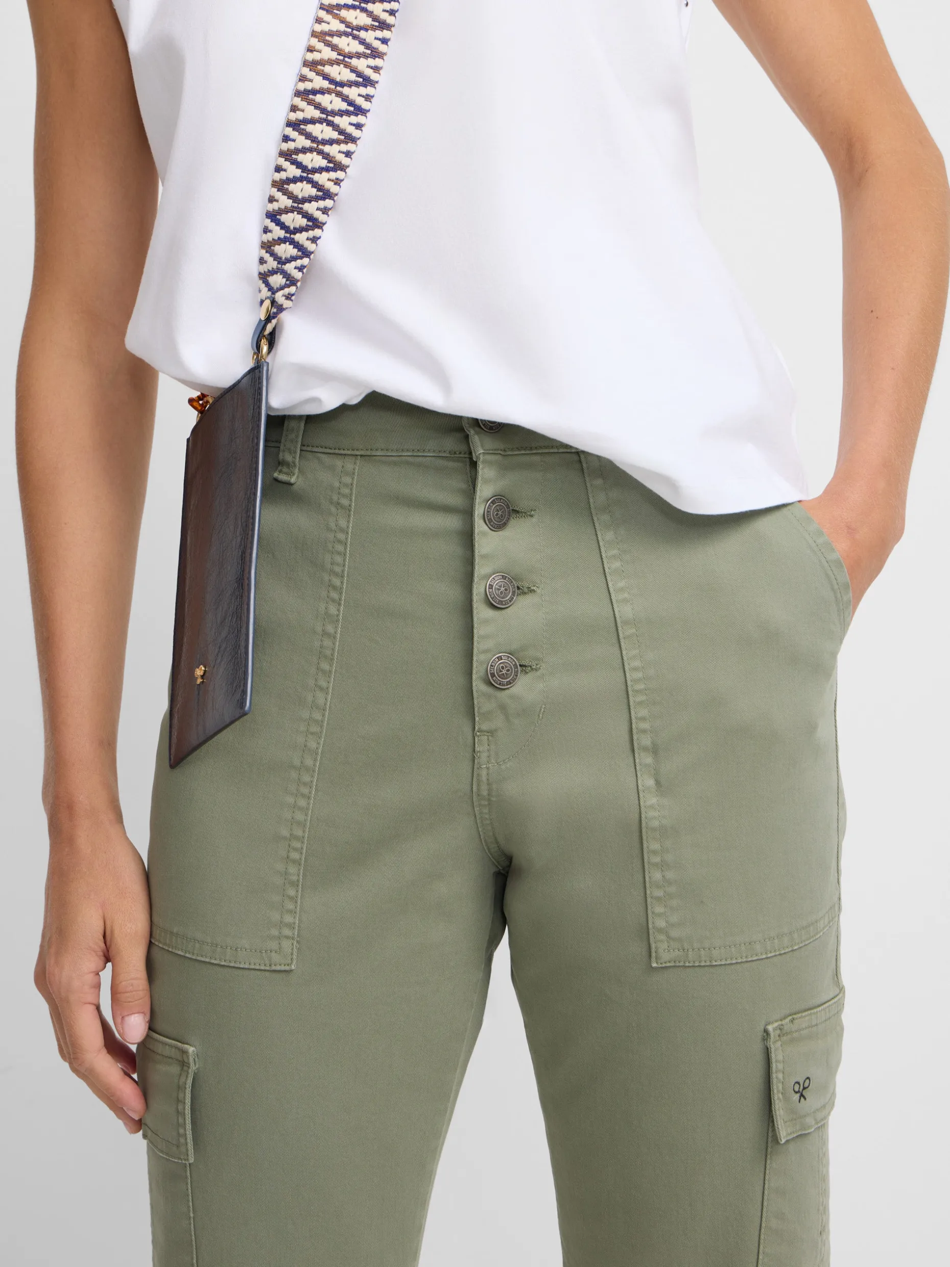 Pantalon woman denim cargo khaki