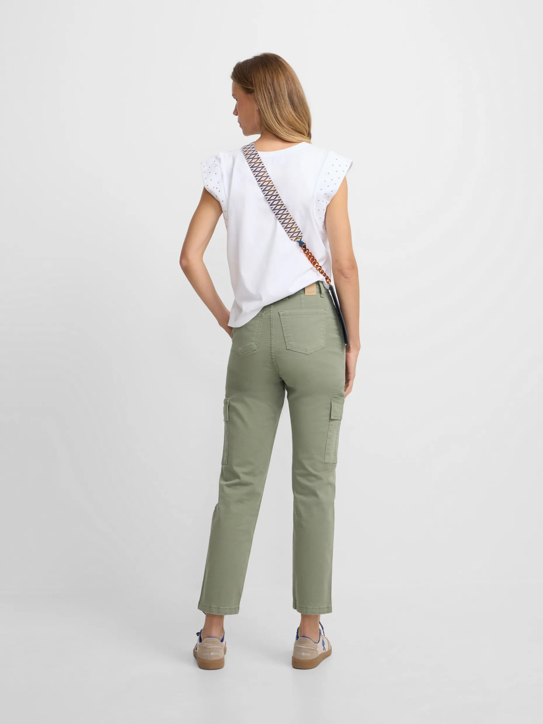 Pantalon woman denim cargo khaki