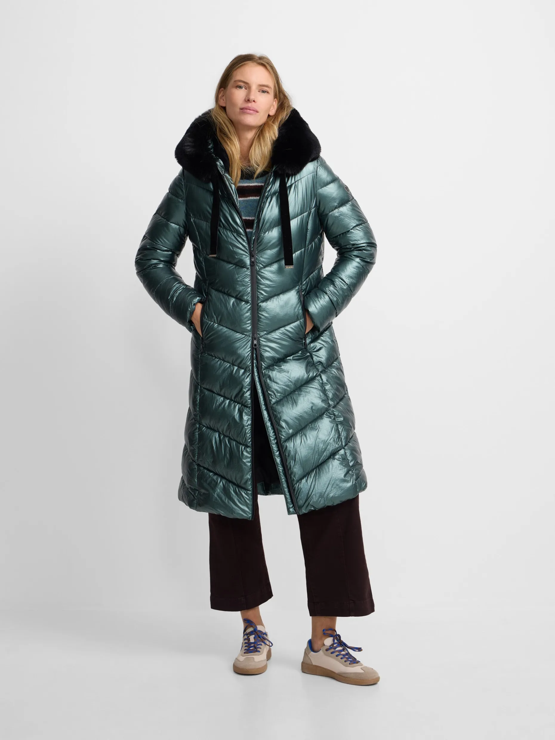 Parka larga acolchada verde