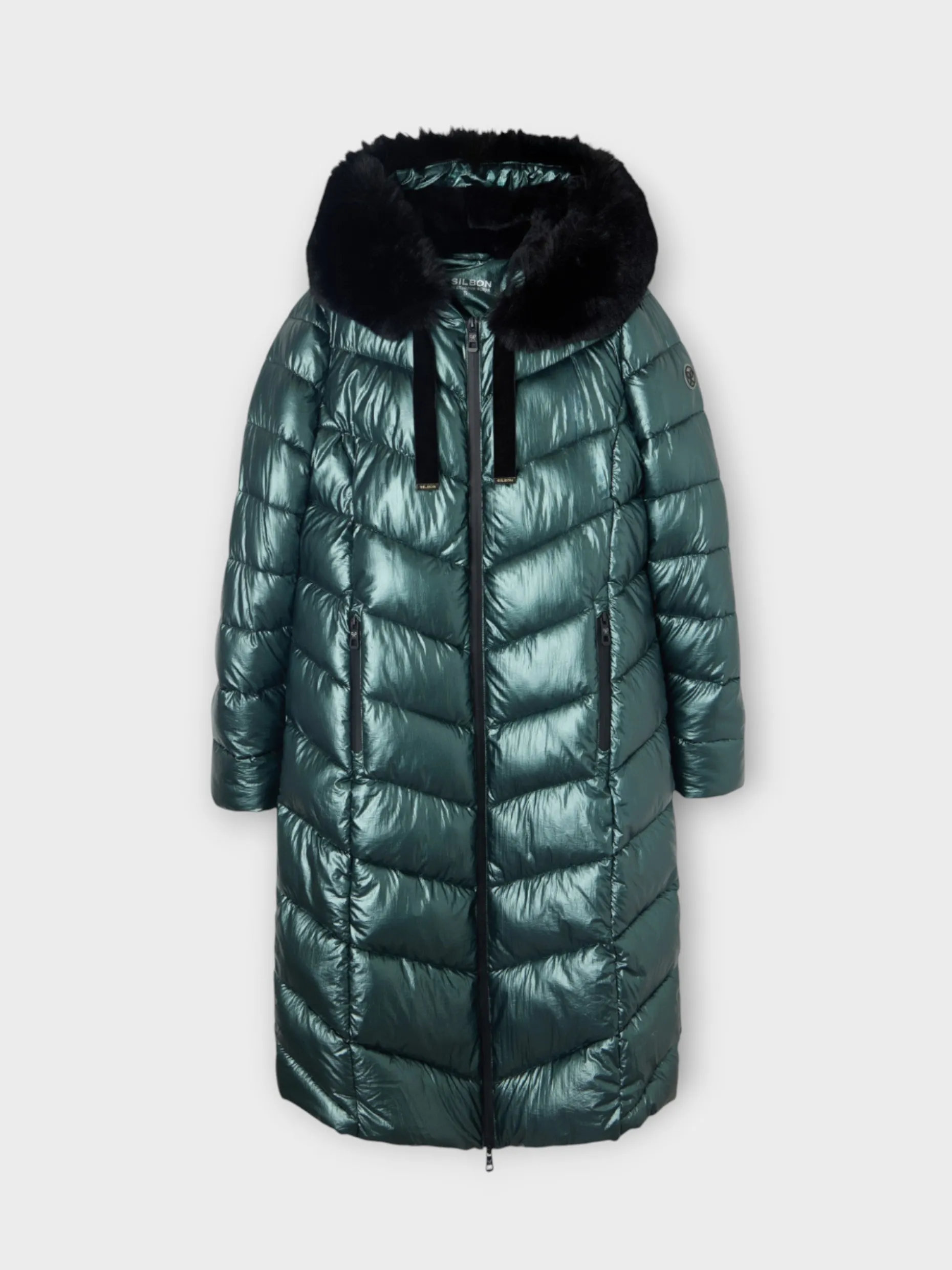 Parka larga acolchada verde