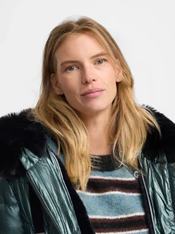 Parka larga acolchada verde