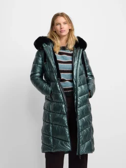 Parka larga acolchada verde