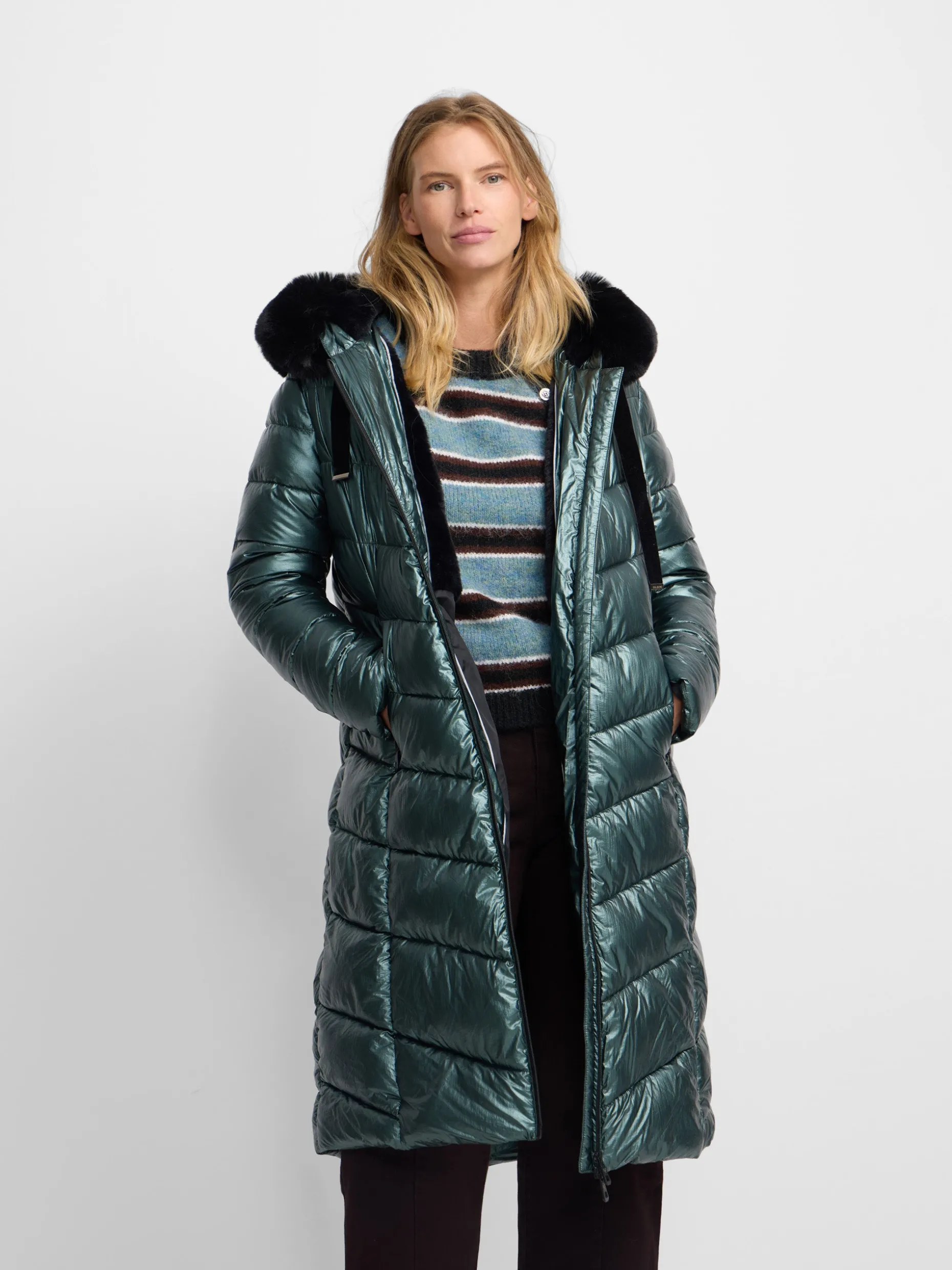 Parka larga acolchada verde