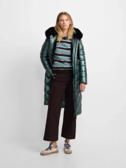 Parka larga acolchada verde