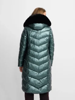 Parka larga acolchada verde