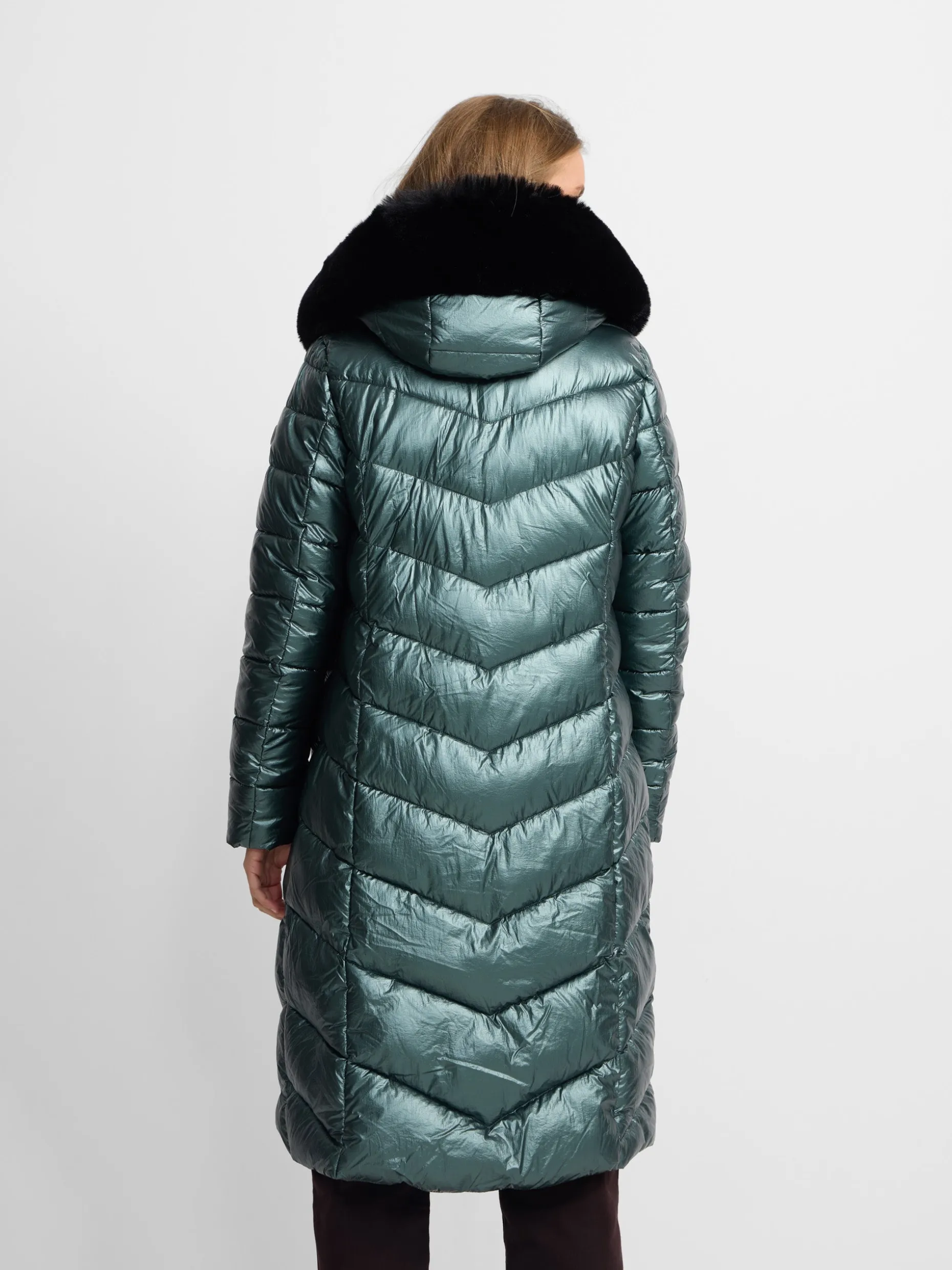 Parka larga acolchada verde