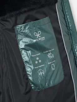 Parka larga acolchada verde