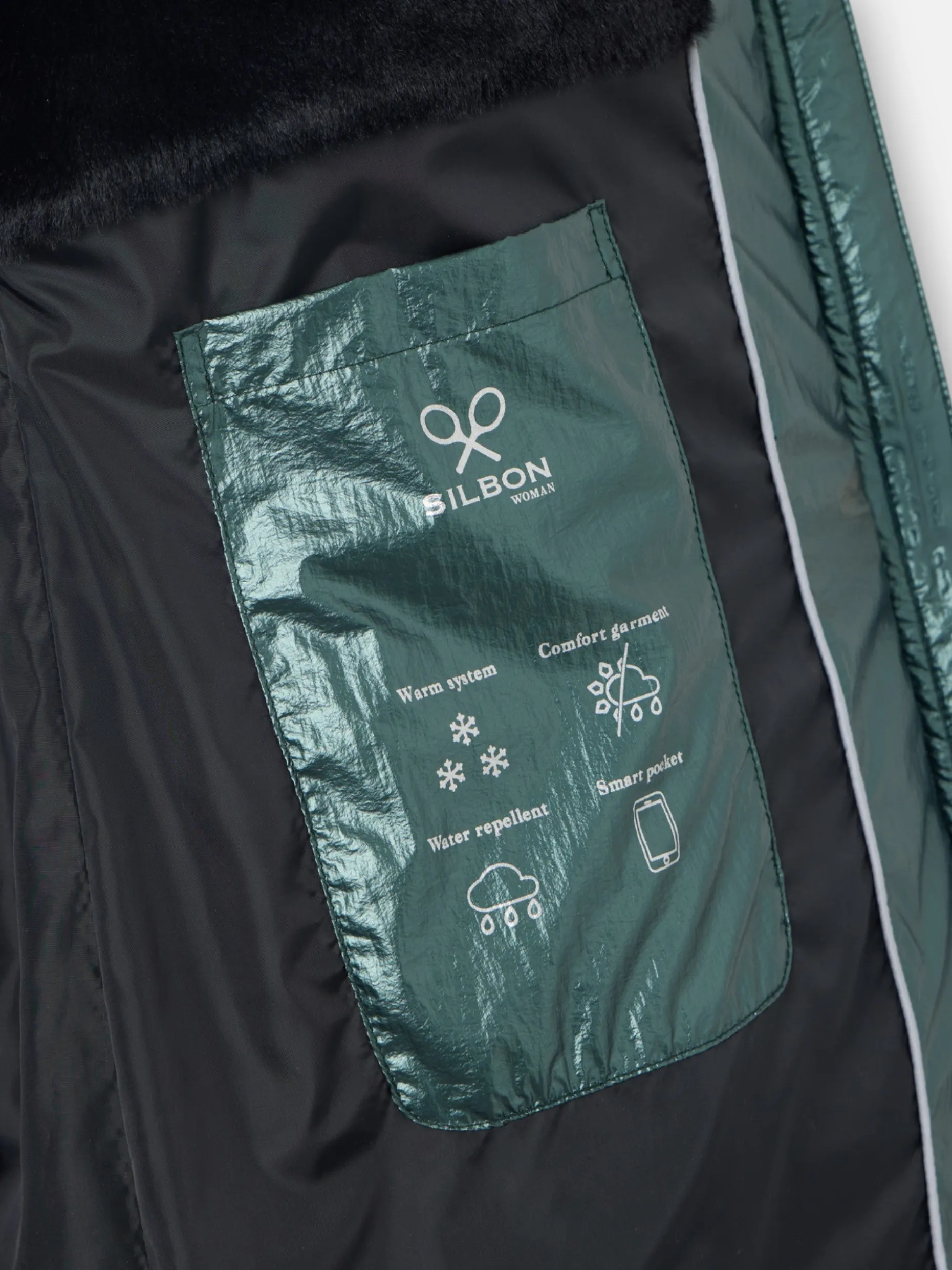 Parka larga acolchada verde