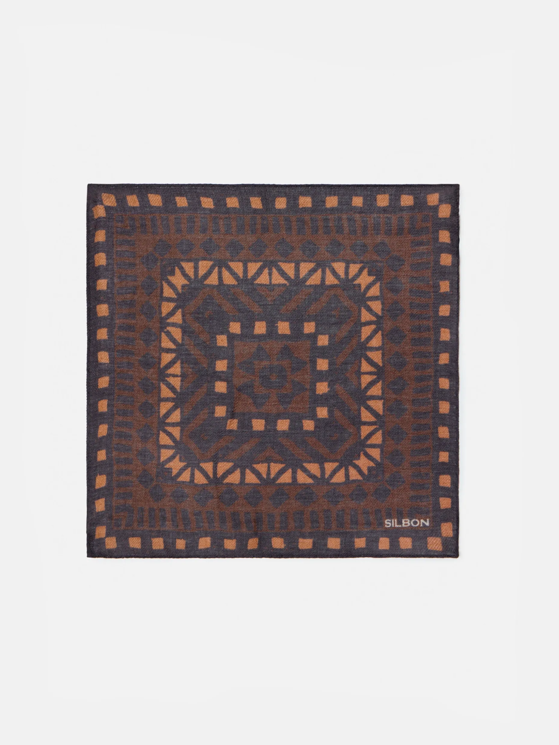 Pañuelo motivos etnicos marron
