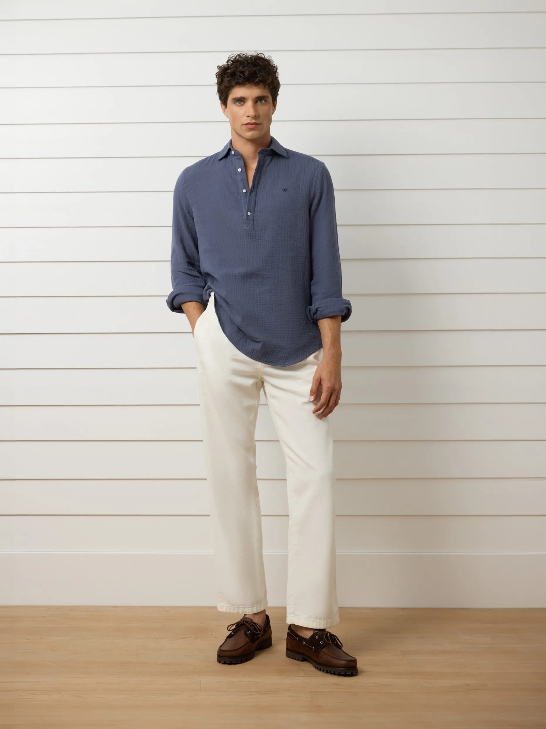 Polera minilogo comfort azul indigo