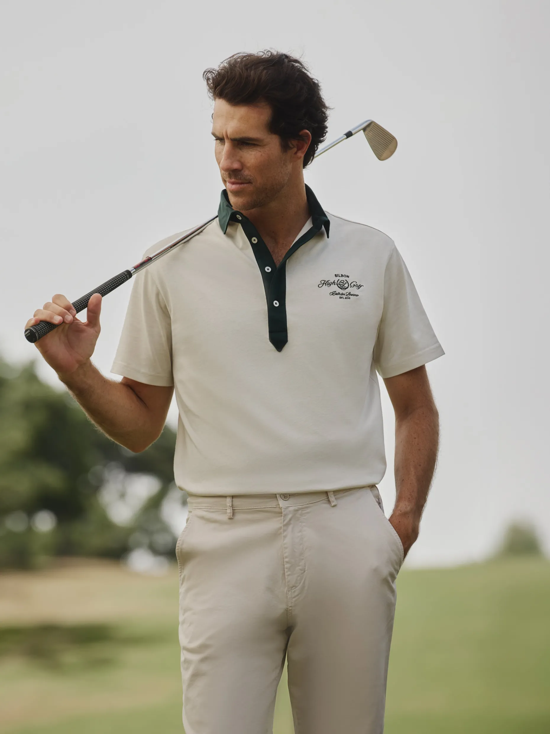 Polo Beltran Lozano bolsillo bicolor blanco