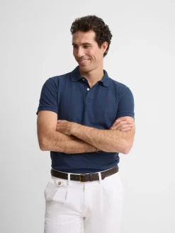 Polo clasico liso azul marino