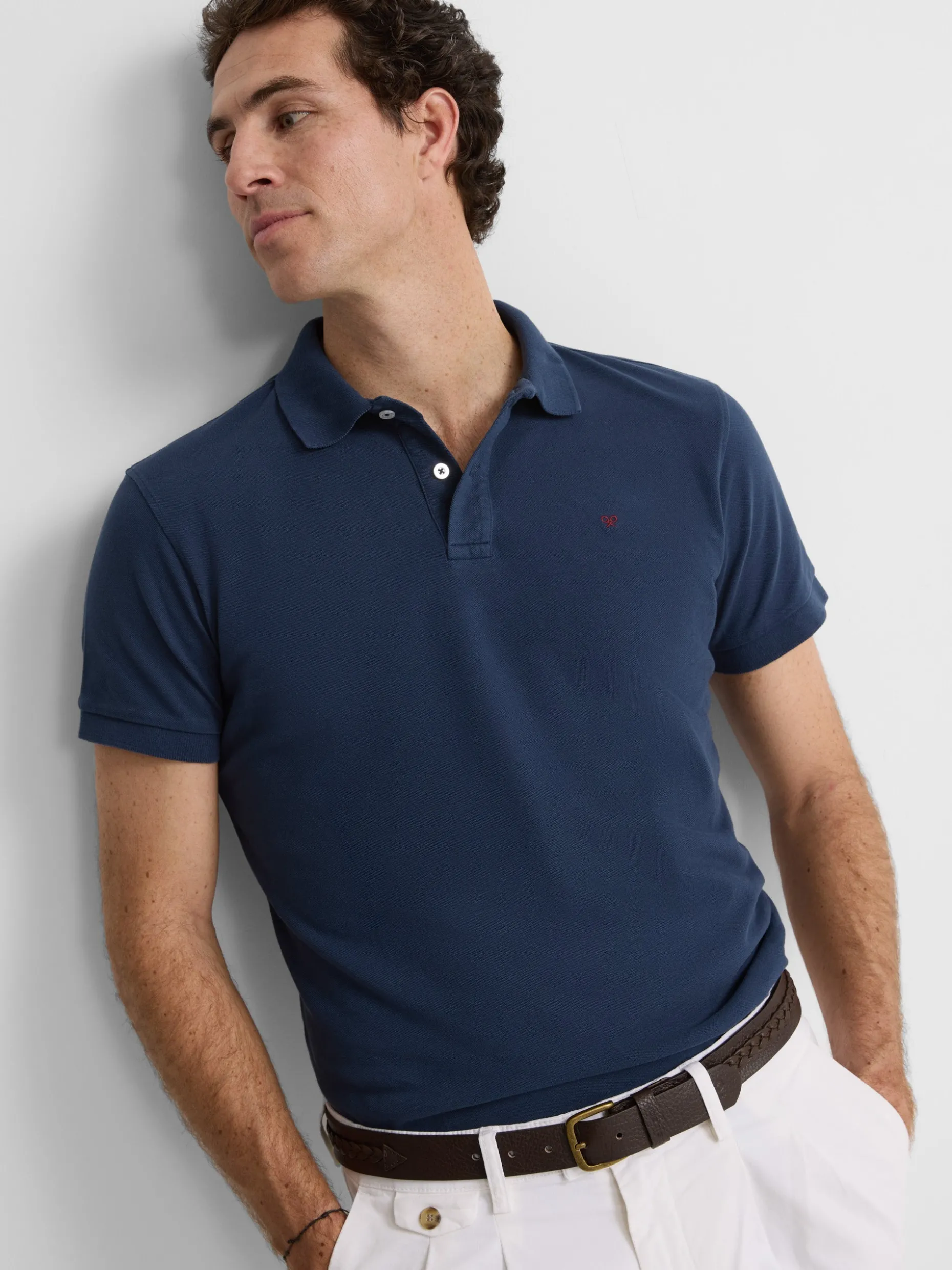 Polo clasico liso azul marino
