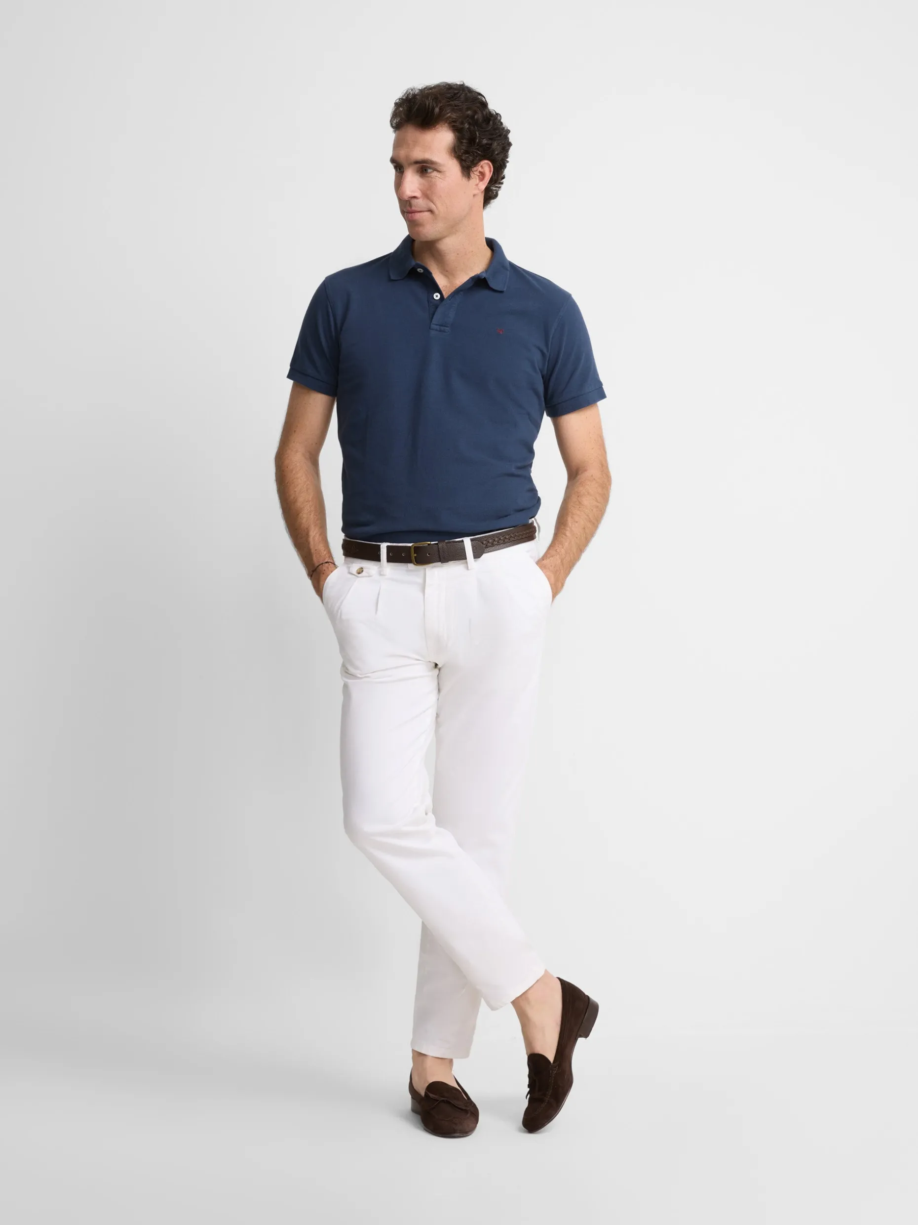 Polo clasico liso azul marino