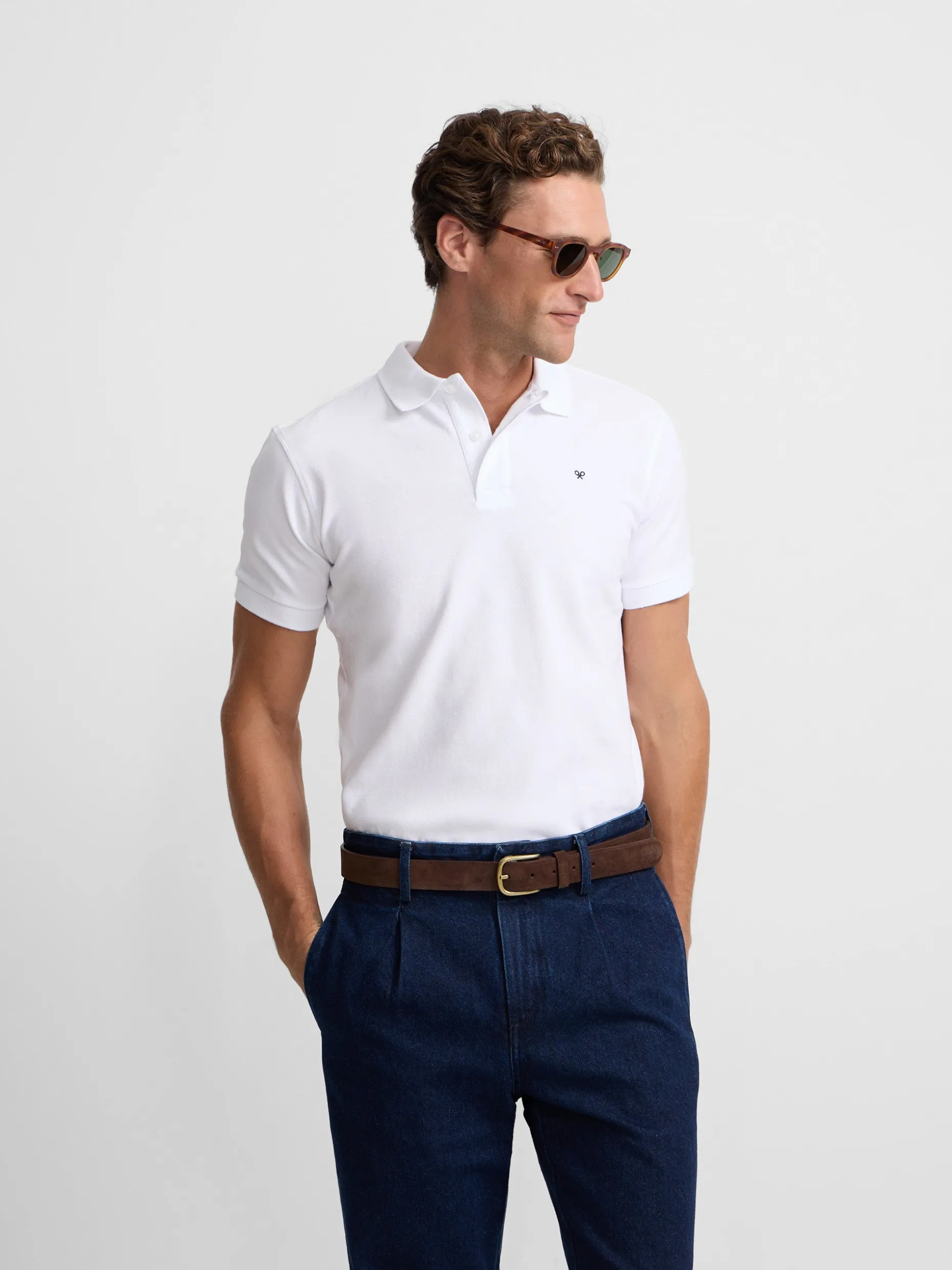 Polo clasico liso blanco