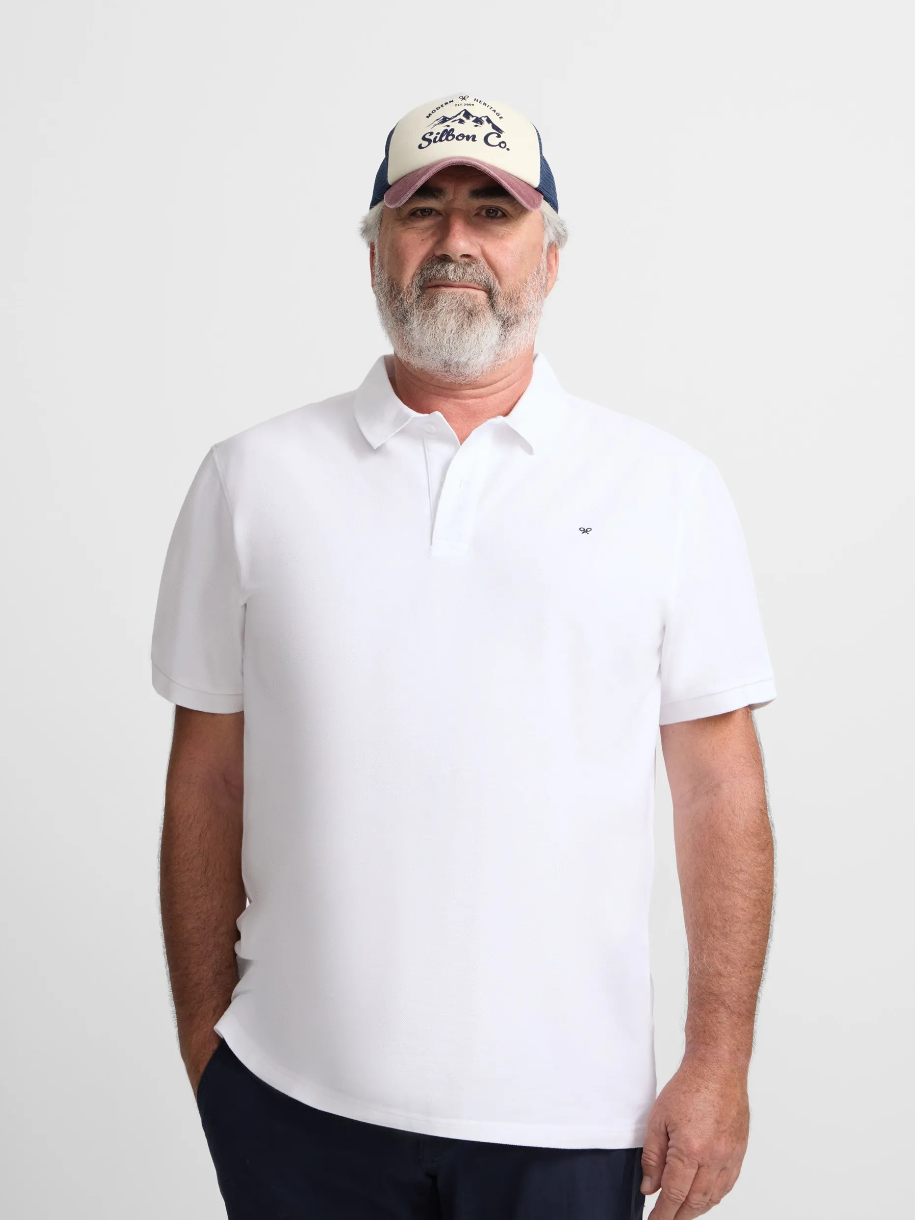 Polo clasico liso blanco