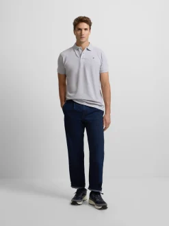 Polo clasico liso gris claro