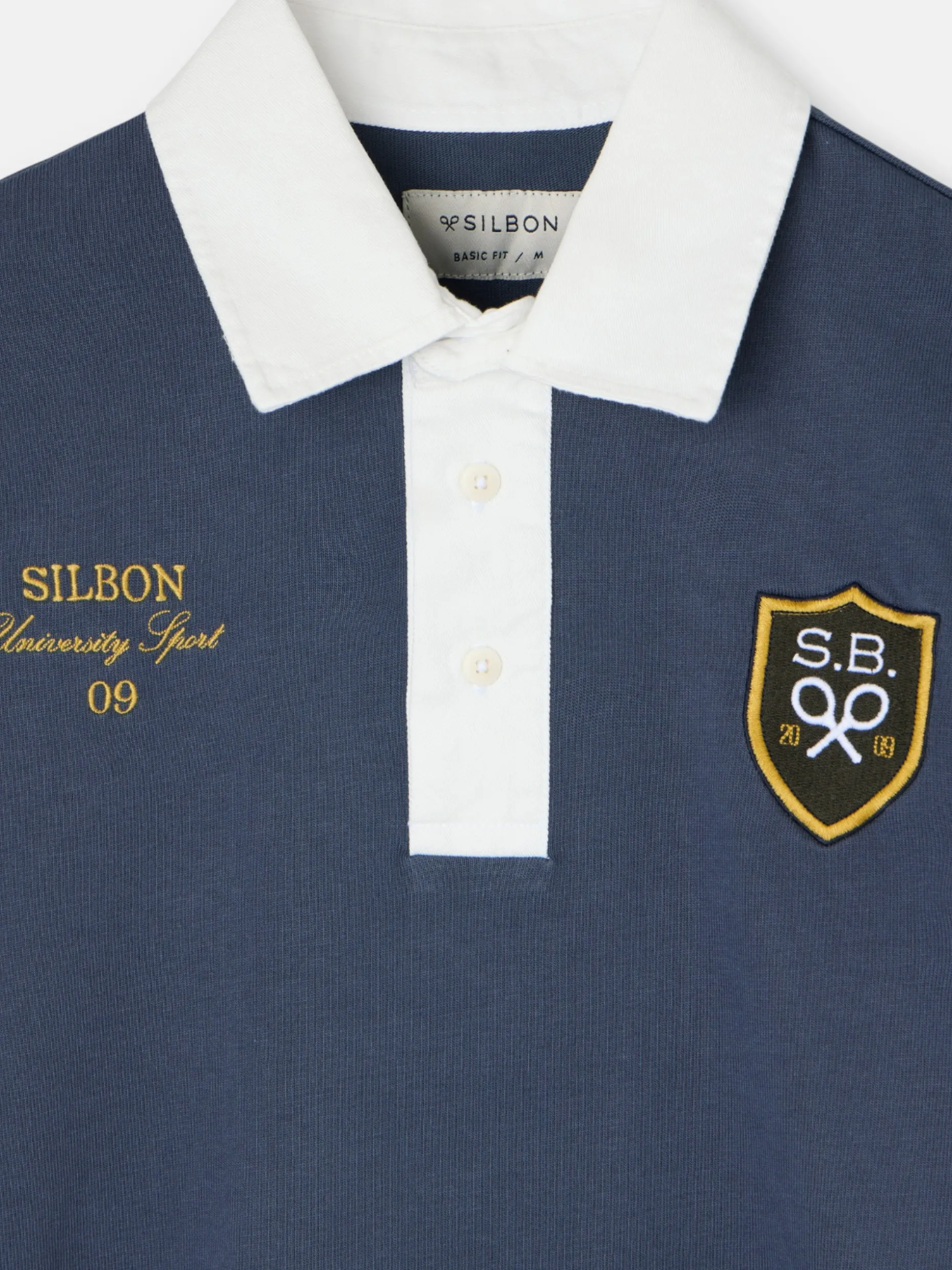 Polo clasico rugby escudo azul marino