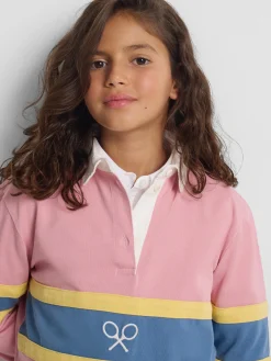 Polo girl manga larga raqueta rosa