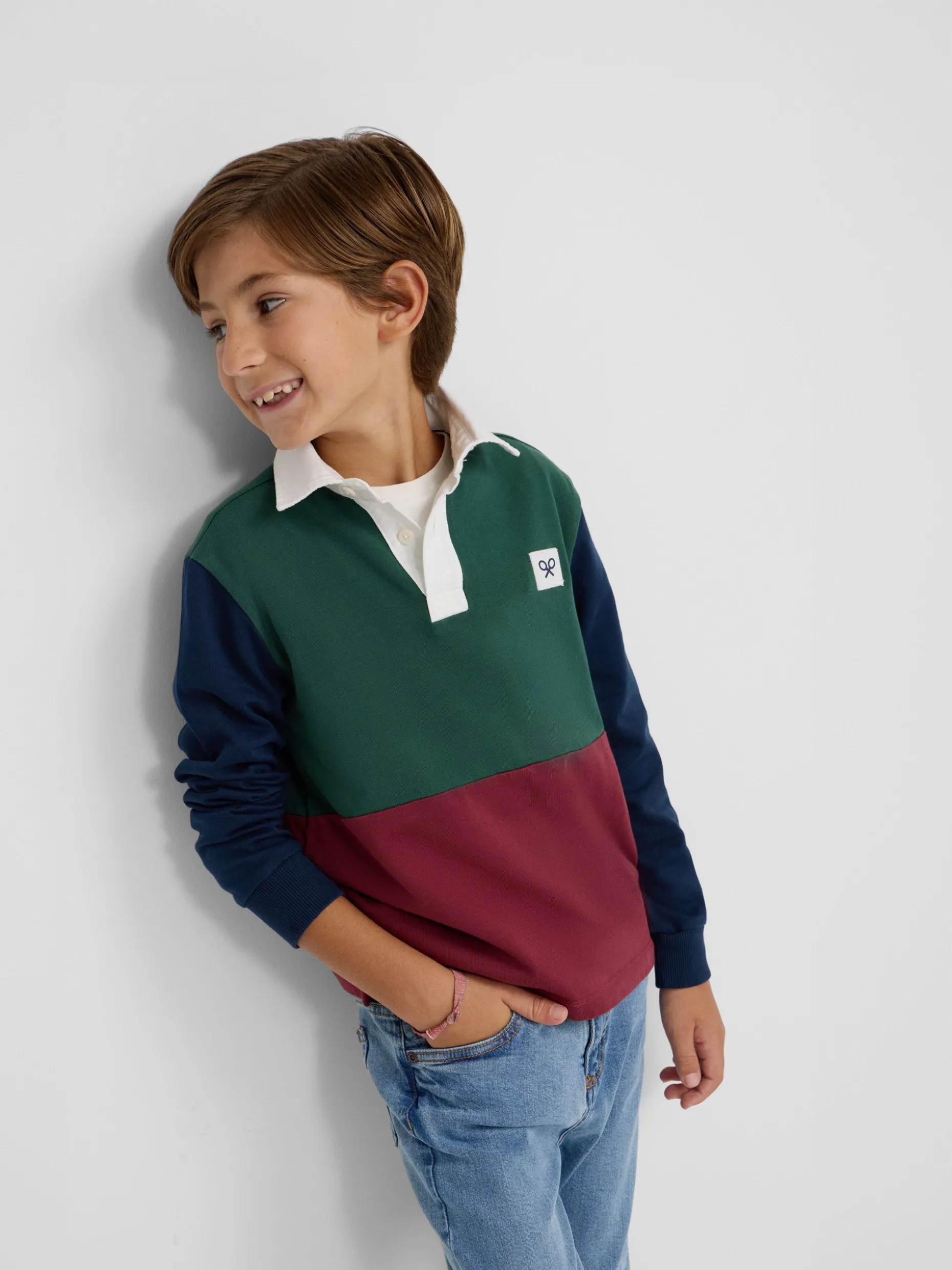 Polo kids clasico rugby multicolor burdeos