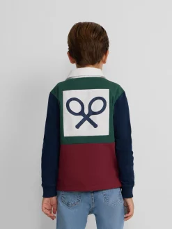 Polo kids clasico rugby multicolor burdeos