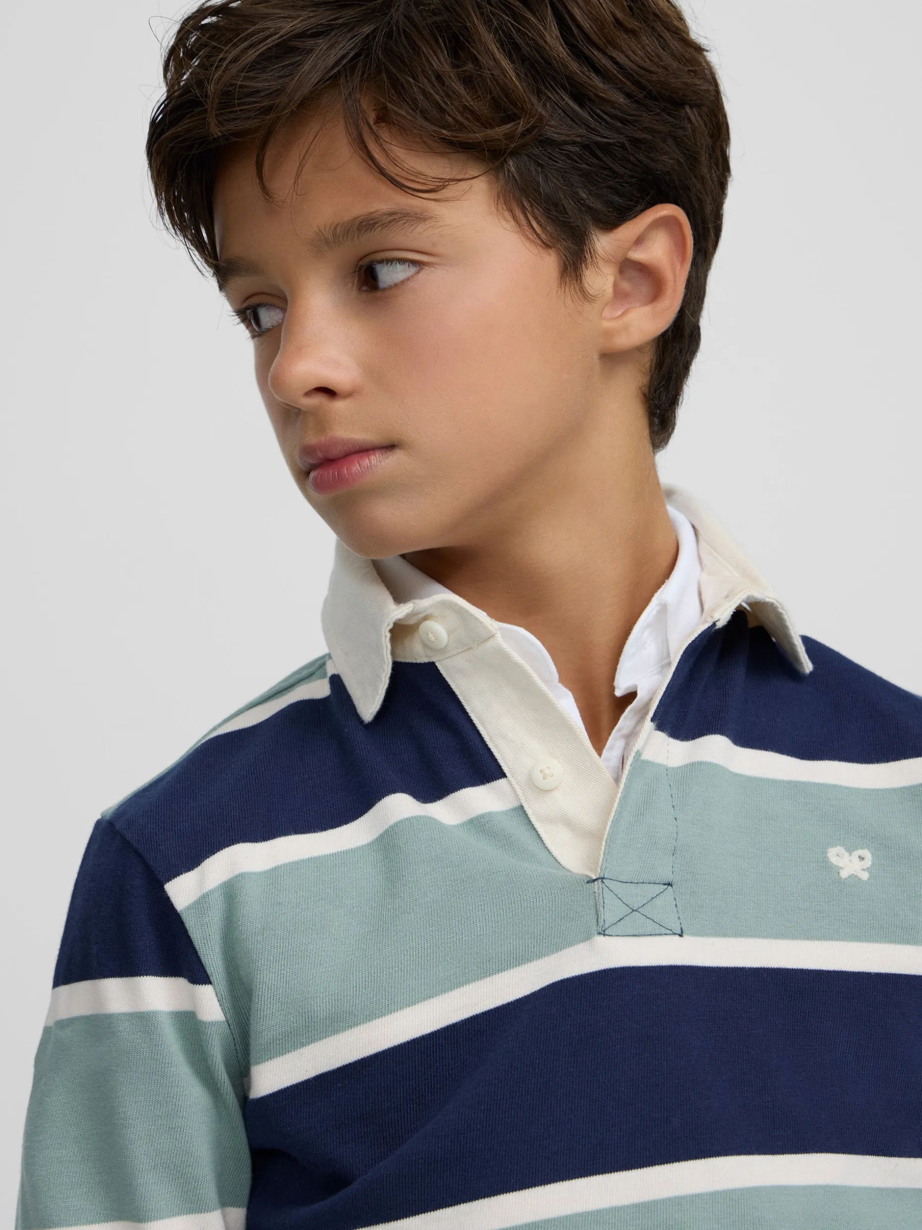Polo kids clasico rugby rayas verdes