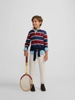 Polo kids clasico rugby rayas burdeos