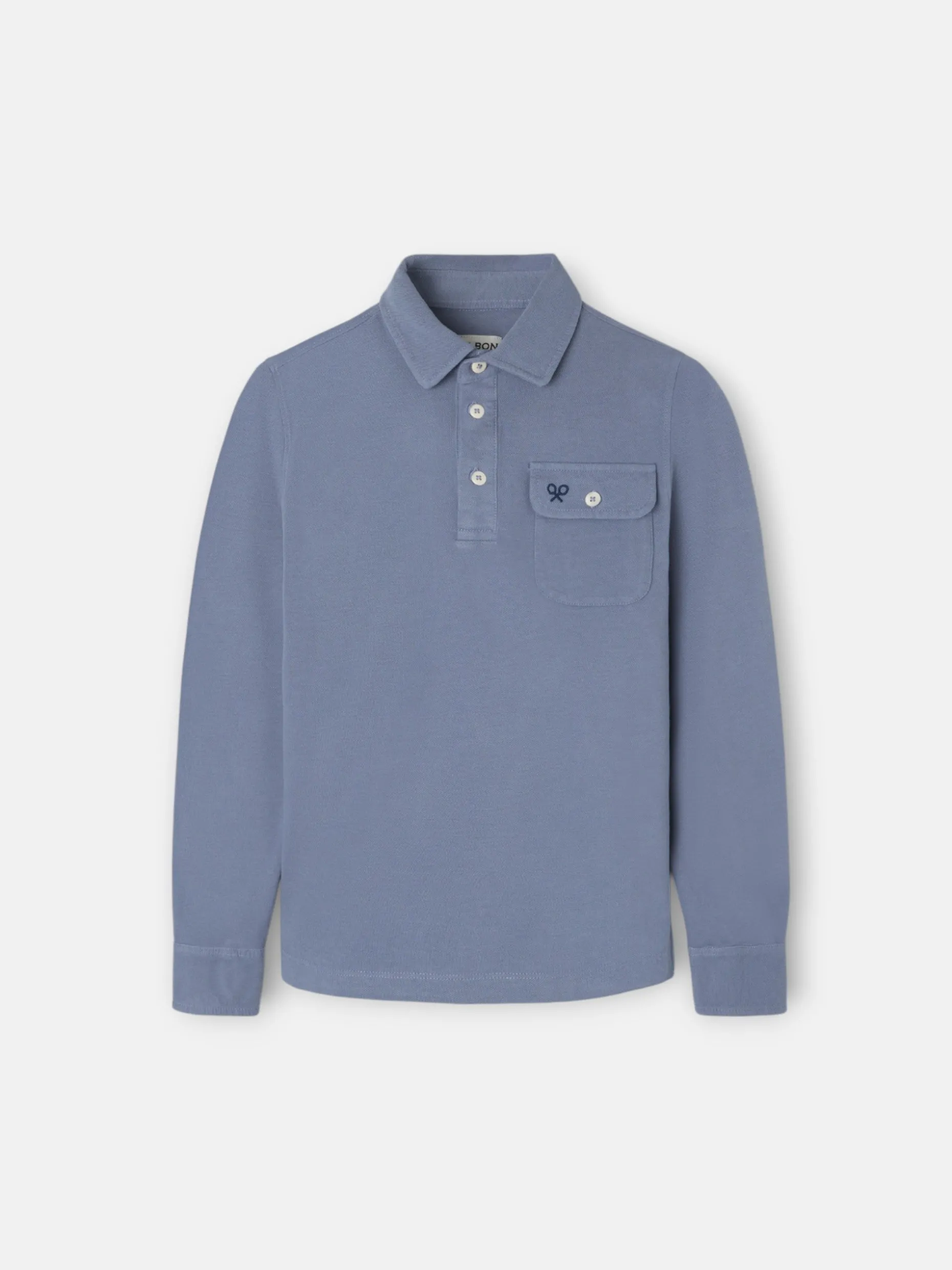 Polo kids manga larga bolsillo azul