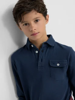 Polo kids manga larga bolsillo azul marino
