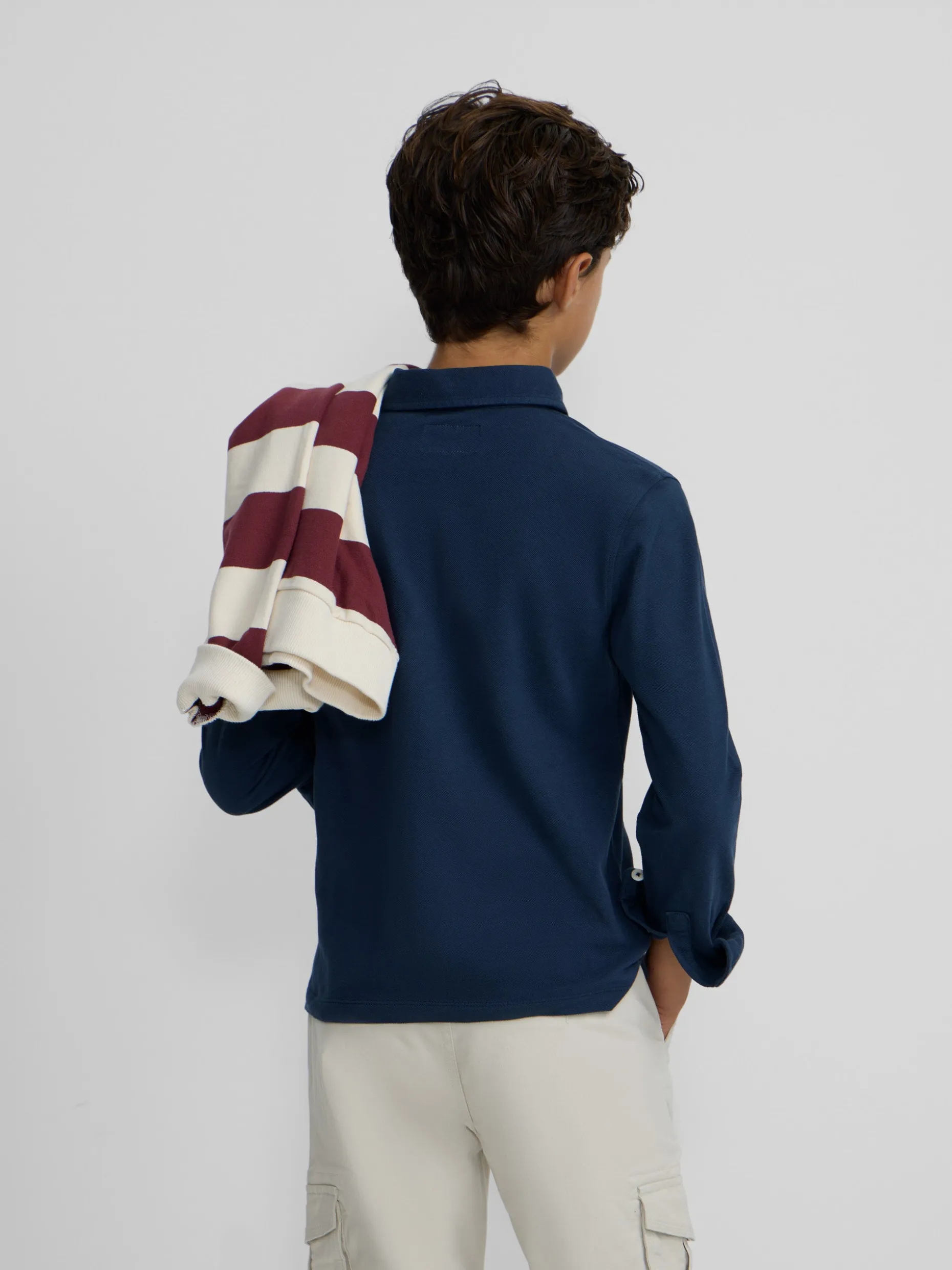 Polo kids manga larga bolsillo azul marino