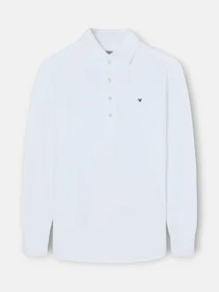 Polo liso manga larga blanca