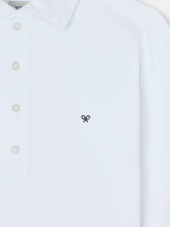 Polo liso manga larga blanca