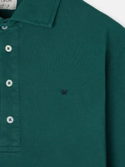 Polo liso manga larga verde oscuro