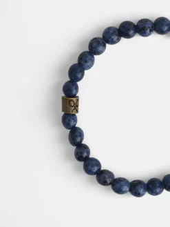 Pulsera piedras redondas azul marino