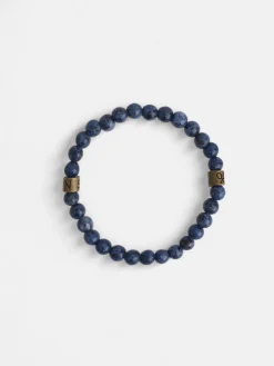 Pulsera piedras redondas azul marino