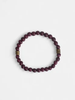 Pulsera piedras redondas burdeos