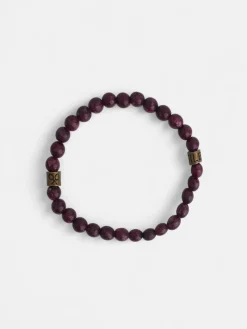 Pulsera piedras redondas burdeos