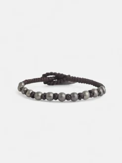 Pulsera piel trenzada abalorio