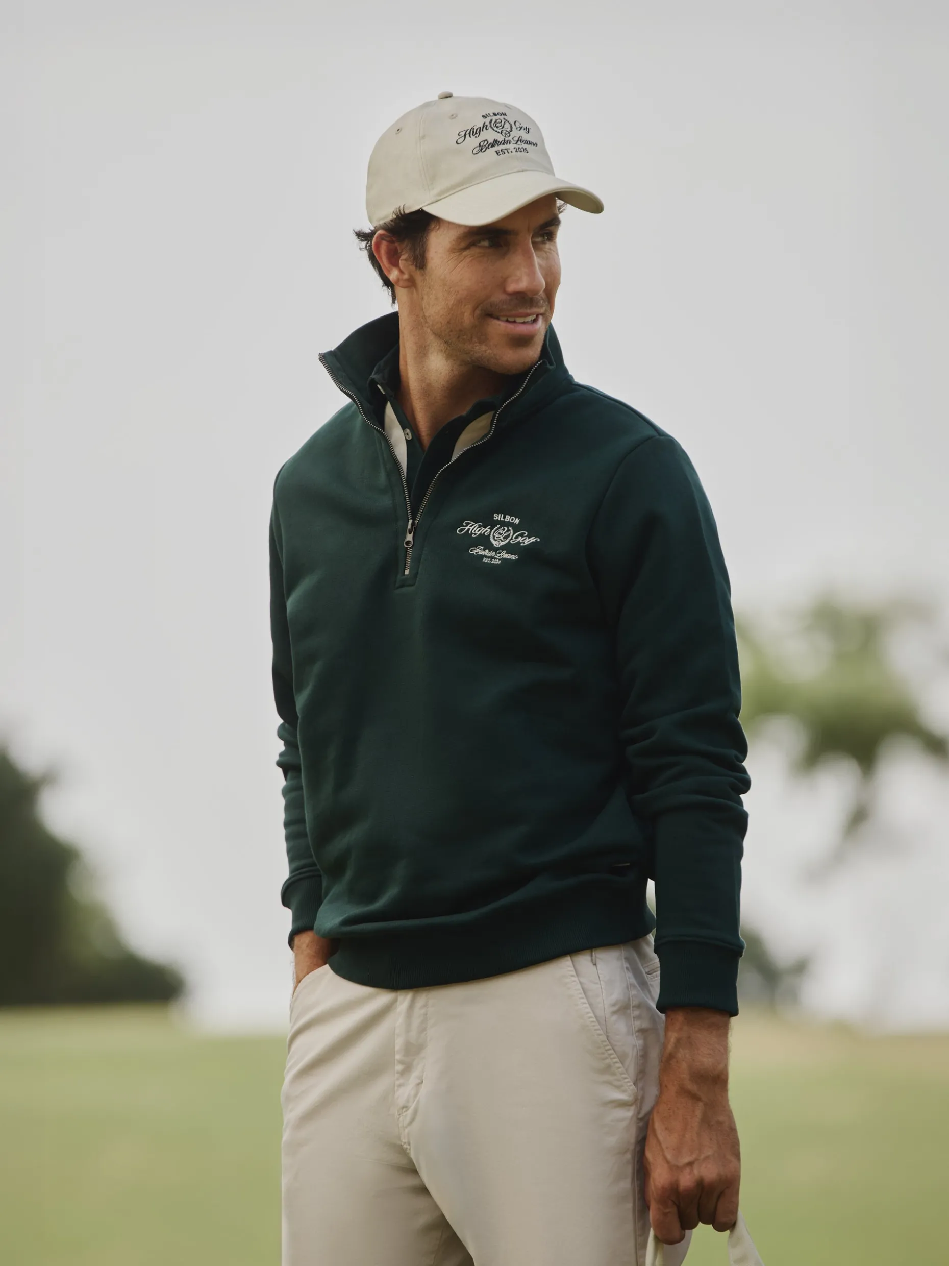Sudadera Beltran Lozano cremallera media verde oscuro