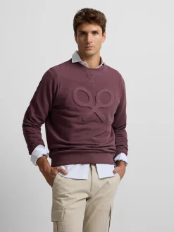 Sudadera clasica logo relieve burdeos