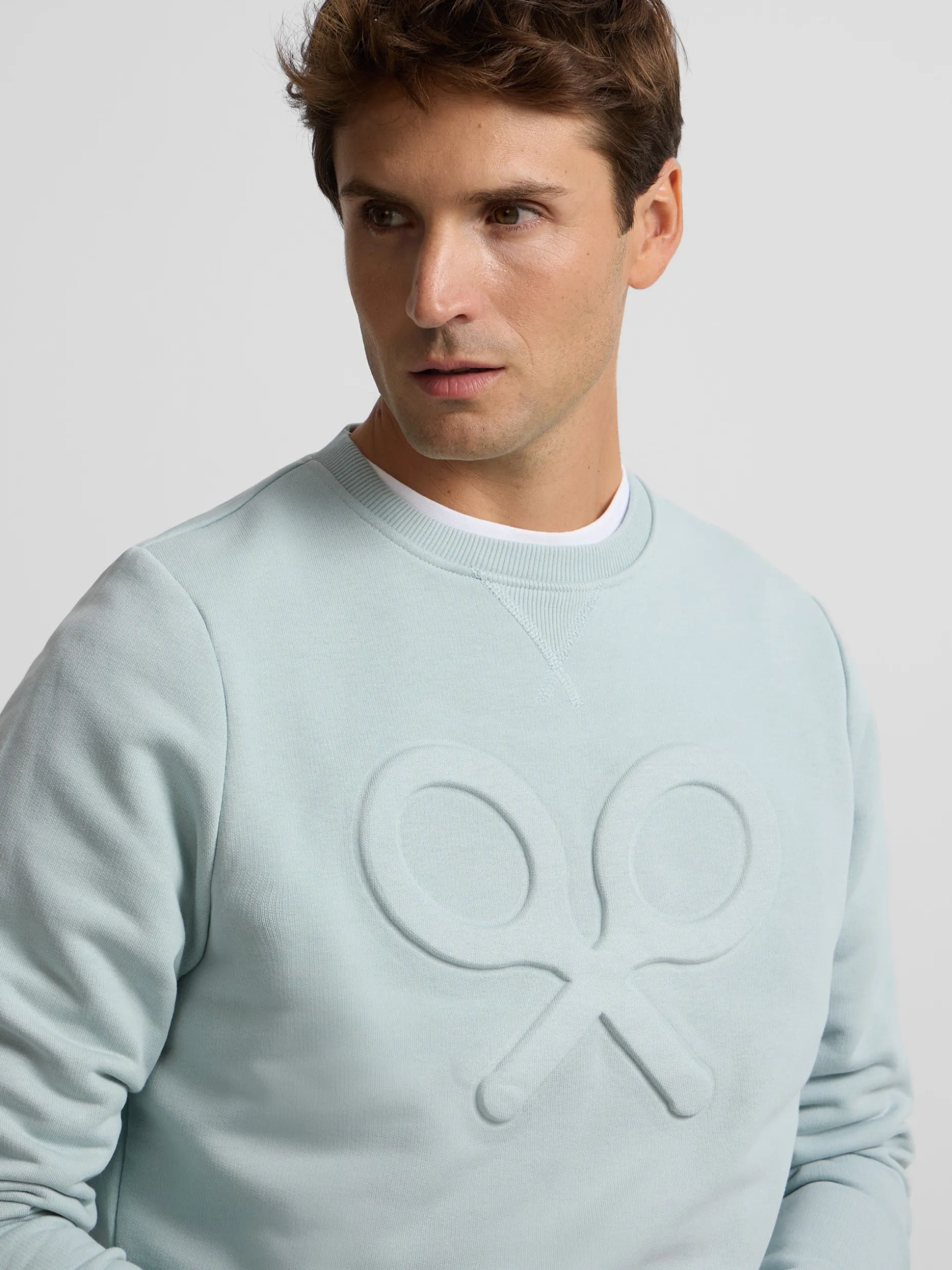 Sudadera clasica logo relieve verde agua
