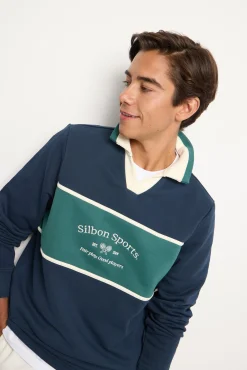 Sudadera cuello polo silbon sports marino
