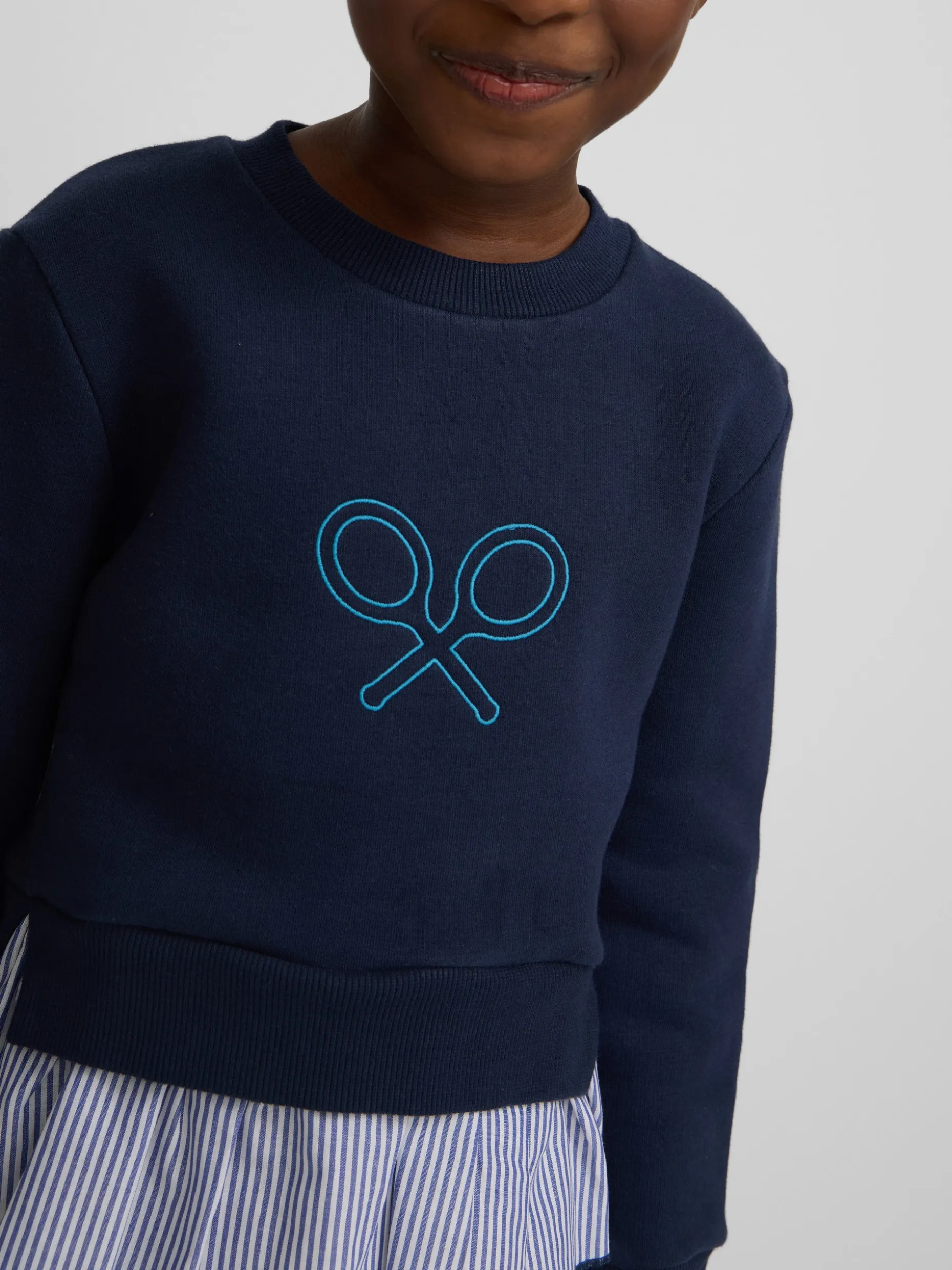 Sudadera girl combinada volante marino