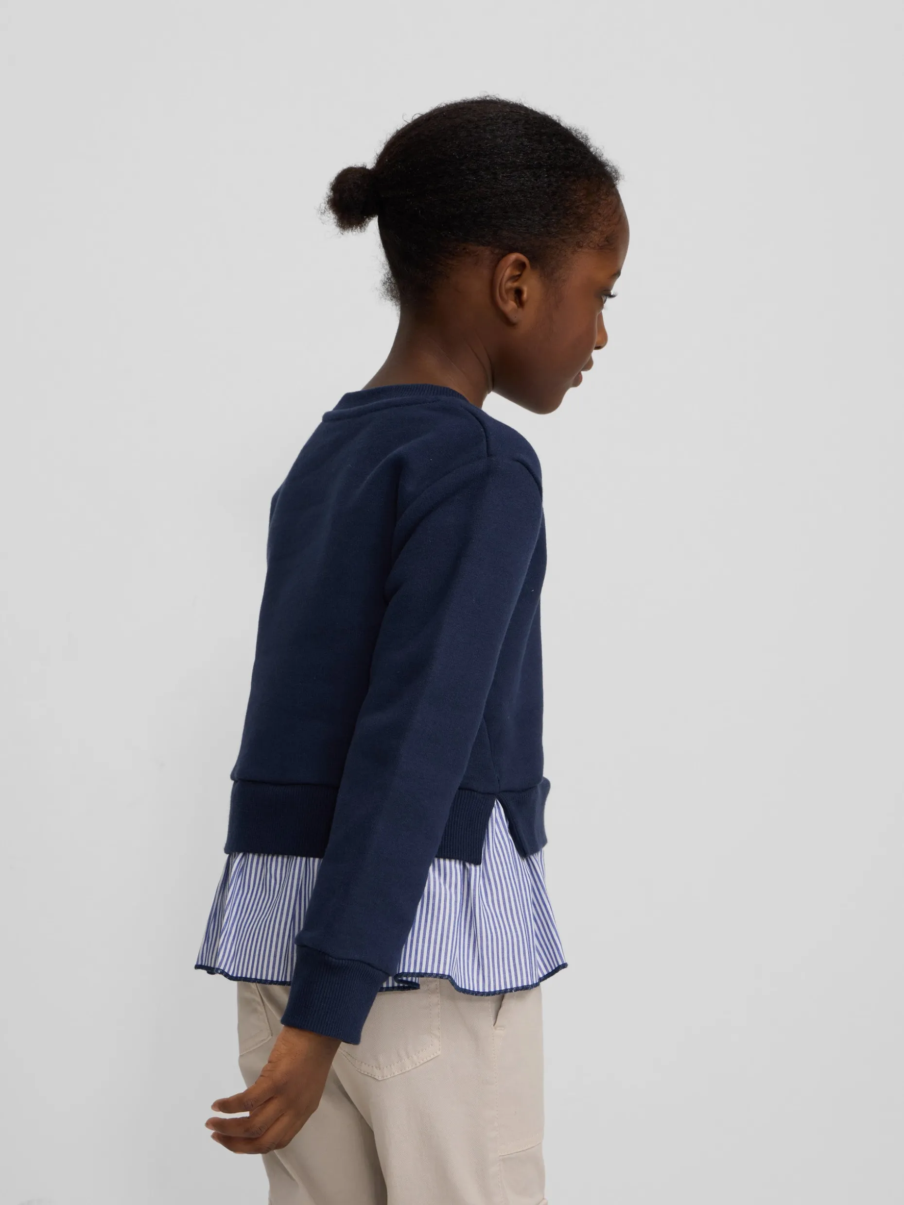 Sudadera girl combinada volante marino