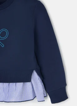 Sudadera girl combinada volante marino
